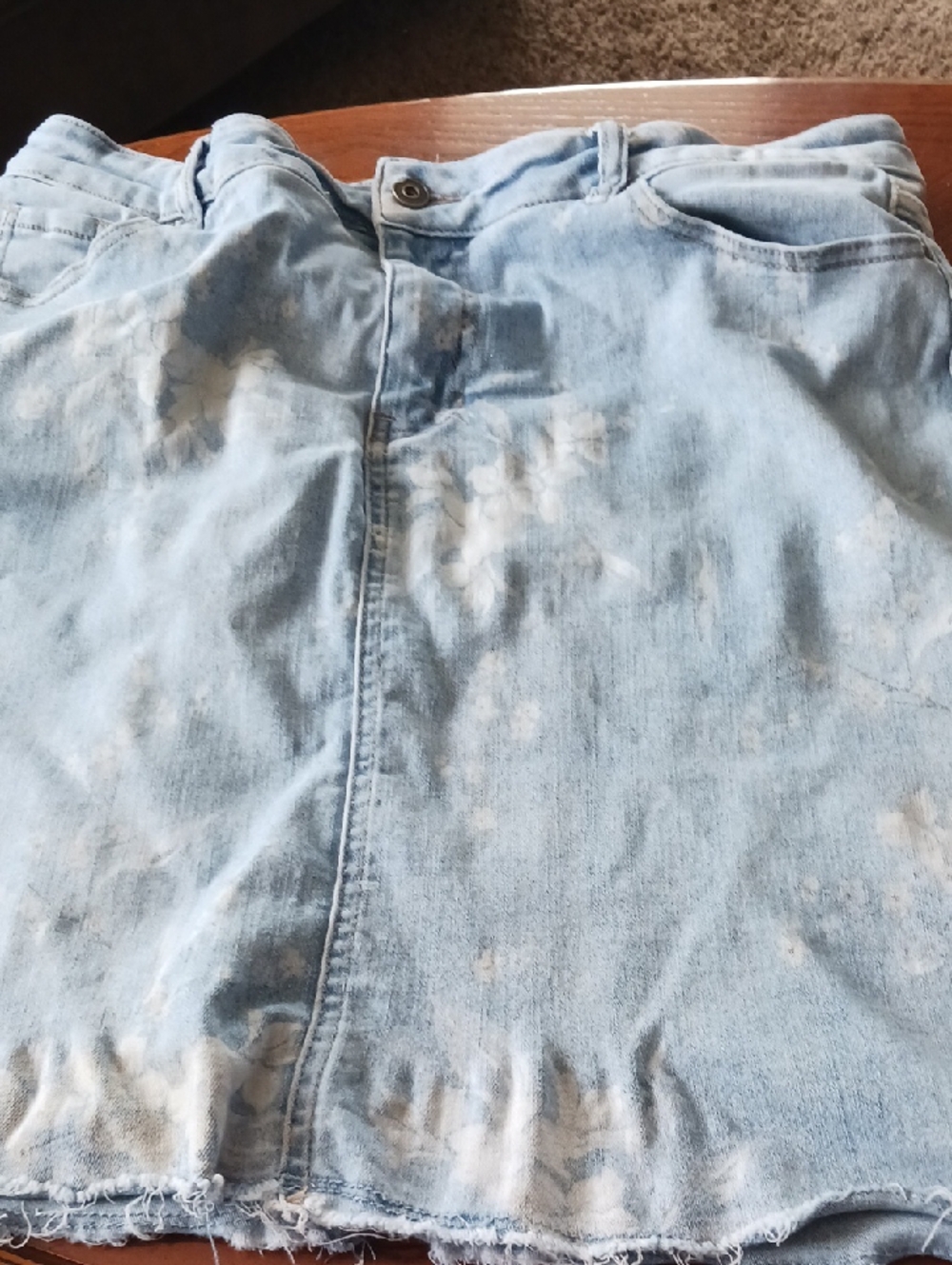 CHARLIE B Light Blue Tie-Dye Denim Skort
